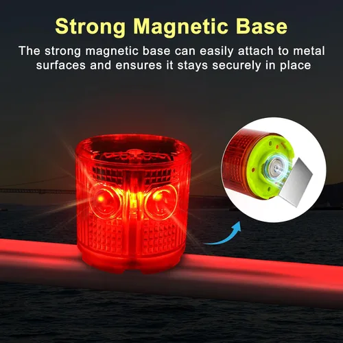 Miniatura 2 de Aolyty Luz de Advertencia Estroboscópica Solar, Base Magnética Fuerte, Intermitente, Superbrillante, 360 Grados, Activación Automática, Impermeable
