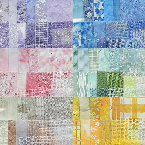Miniatura 8 de PRSTINCOL 90 hojas de papel de álbum de recortes con tela de malla, paquete de 6 papeles estéticos variados para álbumes de recortes, suministros