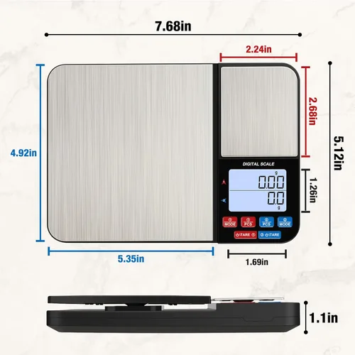 Miniatura 6 de Báscula digital de cocina de doble plataforma de 22 libras, báscula de alimentos de acero inoxidable Diyife con capacidad de precisión de 22 libras