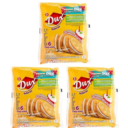 Miniatura 3 de Dux Sandwich Crackers (paquete de 18) con sabor a crema de queso blanco, Snack Crackers Galletas Dux con sabor a Queso blanco Colombian crakers.