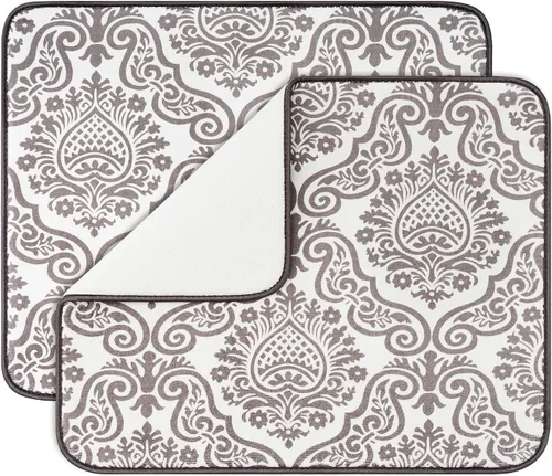 Miniatura 12 de Estera de secado de platos para cocina, paquete de 2, esteras de drenaje de platos de microfibra ultra absorbente de Subekyu, 19.2 por 15.8 pulgadas