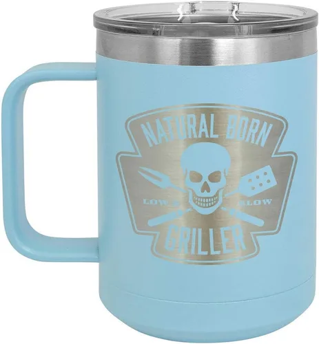 Miniatura 7 de Natural Born Griller RED 15 oz Coffee Cup w/Slide Top Lid Insulated Travel Coffee Mug BBQ & Grilling Gift Idea For Men Who Have Everything, Dad