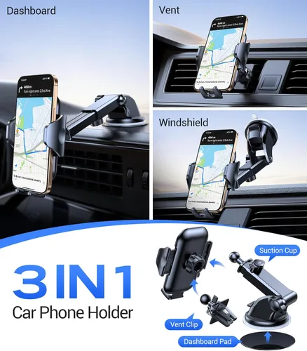 Miniatura 9 de VICSEED - Soporte universal de teléfonos para el tablero o la rejilla de ventilación del coche, con un brazo largo y una ventosa fuerte, compatible