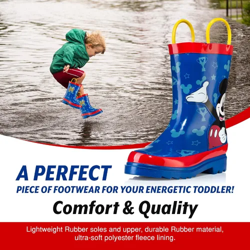 Miniatura 5 de Disney Mickey Mouse Rubber Rainboots - Attached Handles - Toddler and Little Kid