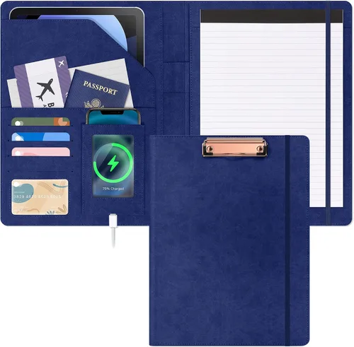 Miniatura 13 de Ospelelf Portapapeles de almacenamiento rosa para mujer, folio con bloc de notas, carpeta de cuero para profesores Elemento en polvo