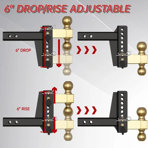 Miniatura 5 de IFOKA Enganche de remolque ajustable, montaje de bola de enganche de caída de 6 pulgadas, 20,000 libras GTW, enganche de remolque para camión