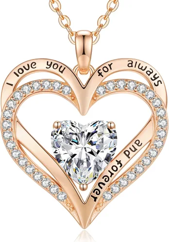 Miniatura 9 de CDE Collares de piedra natal para mujer, plata de ley 925, collar con colgante de corazón para siempre, Navidad, cumpleaños, aniversario, día de San