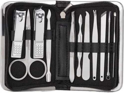 Kit profesional de cortaúñas, kit de pedicura, herramientas de corte de uñas con estuche de viaje lujoso, tijeras de manicura, maquillaje (color :