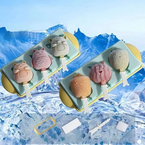 Miniatura 9 de Juego de 2 moldes para paletas con forma de 6 piezas para niños, moldes de silicona para hacer paletas de helados, moldes para hacer helados