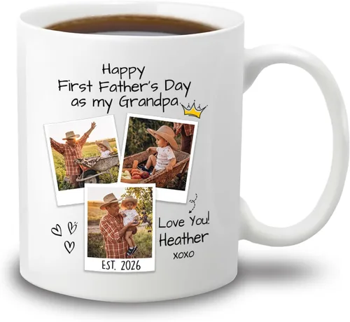 Miniatura 17 de Taza de café con texto en inglés "Best Grandpa Ever", regalo para el día del padre, taza de café personalizada para abuelo, tazas blancas de 11 Taza