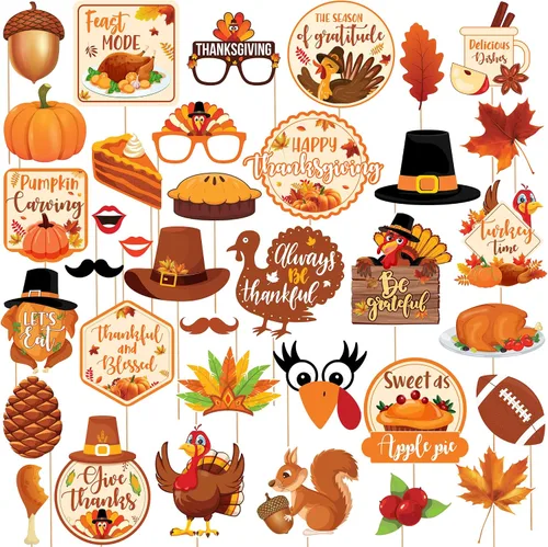 Miniatura 10 de KatchOn, Happy Fall Photo Booth Props – Paquete de 34 Accesorios para fotos de otoño Accesorios de fotos de festivales Accesorios para cabina
