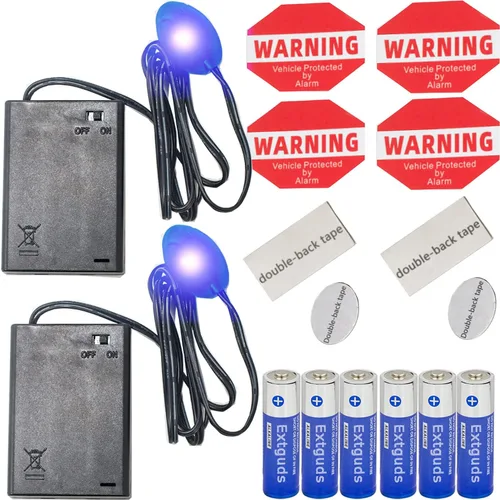 Miniatura 7 de Alarma falsa para automóvil, alarma simulada para automóvil, baterías incluidas, luz LED roja que simula sistema de seguridad de imitación, lámpara