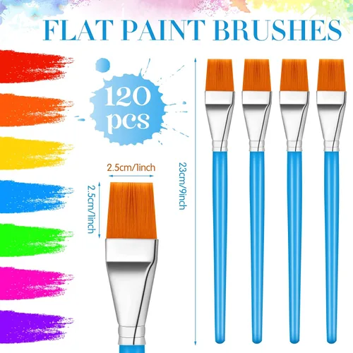 Miniatura 2 de Crtiin 120 Pcs Flat Paint Brushes for Acrylic Paintbrush Bulk Art Detail Oil Brush for Adult Art Watercolor(1 Inch)