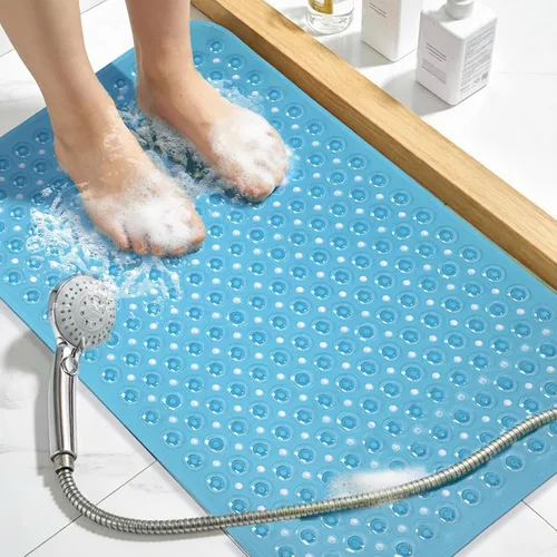 Miniatura 9 de Tapete de ducha negro antideslizante de 17 x 30 pulgadas, tamaño estándar, tapete de baño de burbujas suaves para ducha interior, tapete de baño