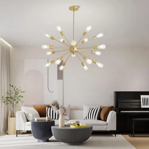 Miniatura 3 de Lámparas de araña Sputnik de mediados de siglo de 18 luces, lámpara de techo moderna de montaje semiempotrado industrial, lámparas colgantes retro