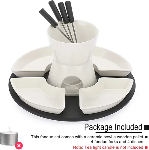 Miniatura 7 de BSTKEY Juego de calentador de mantequilla de cerámica de 10.1 fl oz con paleta de madera, juego de ollas para fondue, juego de cuencos para derretir