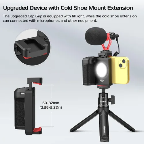 Miniatura 4 de ULANZI VL49 RGB Video Light + ULANZI CG02 - Mango de obturador de cámara para smartphone sin graduación
