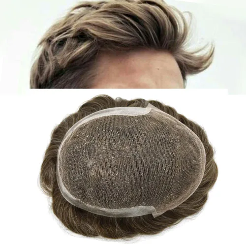 Miniatura 83 de Tupé para hombres, piezas de cabello humano real para hombres, sistema de cabello, encaje francés, polivinílico, extensiones de pelo para hombre