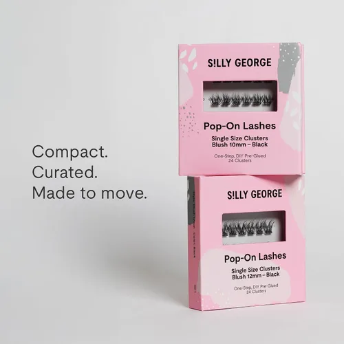 Miniatura 4 de Silly George Pestañas emergentes de un solo tamaño, kit de racimo de pestañas postizas prepegadas en 1 paso, extensiones de aspecto natural, paquete