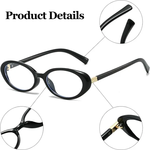 Miniatura 4 de LJCZKA Lentes ovalados con bloqueo de luz azul para mujeres y hombres, pequeños anteojos ovalados para computadora, antifatiga ocular para leer