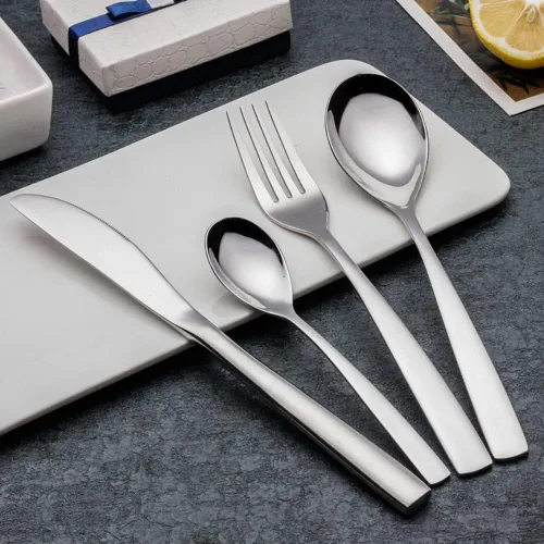 Juego de cubiertos para 10 cubiertos modernos de acero inoxidable de alta calidad, 40 piezas, incluye cuchillos, tenedores y cucharas para el hogar,