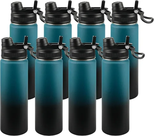 Miniatura 106 de Botella de agua aislada de 22 onzas, tapa 2 en 1 a prueba de fugas (sorbo/pajilla) + asa, botella de acero inoxidable para deportes, viajes, trabajo