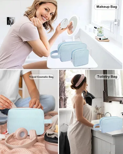 Miniatura 7 de 2 mini bolsas de maquillaje, pequeñas bolsas de maquillaje para bolso, bolsa de cosméticos con bolsillos deslizantes, pequeña bolsa de aseo de viaje