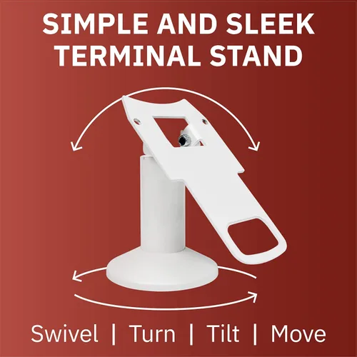 Miniatura 3 de DCCStands - Soporte de terminal giratorio e inclinable con trébol Mini/Clover Mini 3, perfil bajo, color blanco