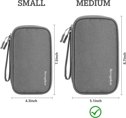 Miniatura 2 de Bevegekos Organizador mediano de viaje Tech, bolsa de transporte para electrónica y accesorios (gris oscuro, mediano)