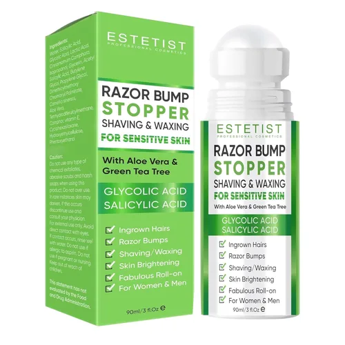 Estetist Tapón para piel sensible, suero enrollable para después del afeitado para cara, bikini, piernas y axilas, ayuda a calmar la irritación,