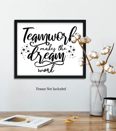 Miniatura 5 de Govivo Teamwork Makes The Dream Work - Impresión artística de pared con cita motivacional, impresión de decoración de pared, póster o lienzo