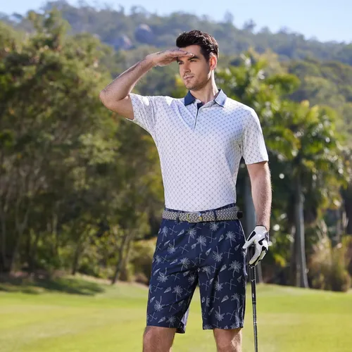 Miniatura 3 de Golf Shirts for Men Dry Fit Short Sleeve Print Performance Moisture Wicking Polo Shirt