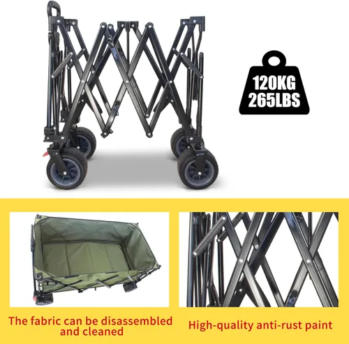 Miniatura 2 de TMZ Carro plegable de 445L extra grande para exteriores, carritos de servicio pesado plegables con ruedas grandes todo terreno, toldo y frenos