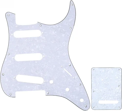 Miniatura 16 de Juego de carcasa para guitarra eléctrica Musiclily SSS 11 agujeros Stratocaster para Fender, hecho en México/EE. UU., crema (1Ply Cream)