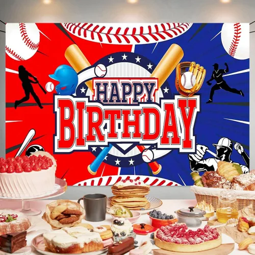 Miniatura 2 de Decoración de Fiesta de Cumpleaños de Béisbol Telón de Fondo de Feliz Cumpleaños de Béisbol Póster de Pancarta de Fondo de Fotos de Béisbol