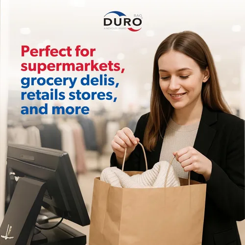 Miniatura 6 de Duro ID # 87490 Bistro – Bolsa de compra 60# papel kraft natural, 250 unidades 10 x 6,75 X 12 pulgadas