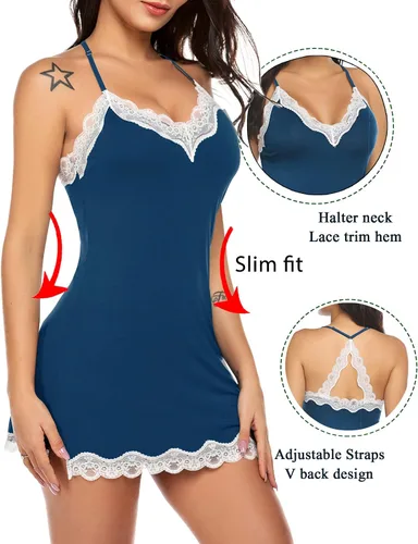 Miniatura 6 de Avidlove - Lencería sexy para mujer, ropa de dormir, camisón, babydoll, lencería de algodón