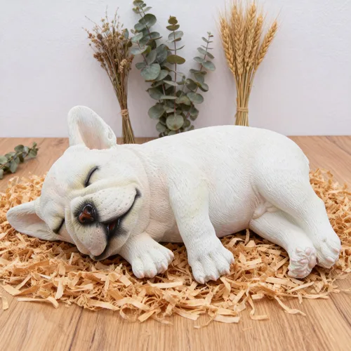 Miniatura 11 de Figura de bulldog francés durmiendo, estatua creativa de bulldog de resina, linda escultura de bulldog para decoración del hogar y la oficina
