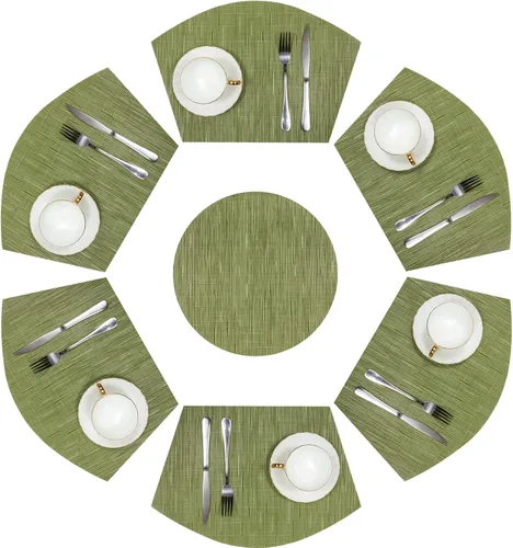 Miniatura 27 de SHACOS Juego de 5 manteles individuales pequeños en forma de cuña con centro de mesa, resistentes al calor, lavables (5, beige)