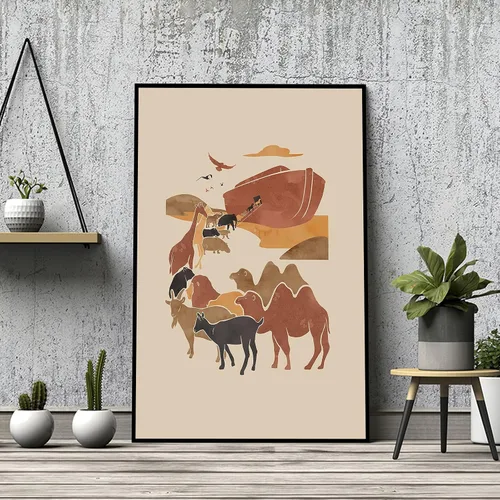 Miniatura 2 de OAOPIC Póster enmarcado con versículos bíblicos de la Biblia de Noé, arte de pared de historia bíblica cristiana, pintura impresa de escritura