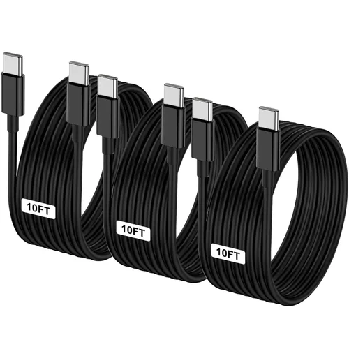 Miniatura 17 de Paquete de 2 cables USB C a USB C de 10 pies y 60 W, cable tipo C a tipo C, cable de carga rápida para iPhone Air 17 16e 16 15 Pro Plus Pro Max