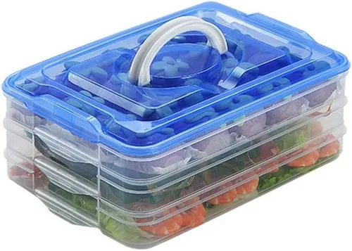 Miniatura 11 de TIAN CHEN Contenedores organizadores de refrigerador, recipientes de plástico para almacenamiento de alimentos con tapas, 3 capas, sin BPA