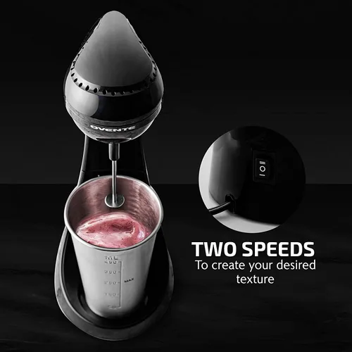 Miniatura 7 de OVENTE Máquina clásica para hacer batidos con ajuste de 2 velocidades, bloqueo de seguridad y taza y varilla de mezcla de acero inoxidable de 15.2