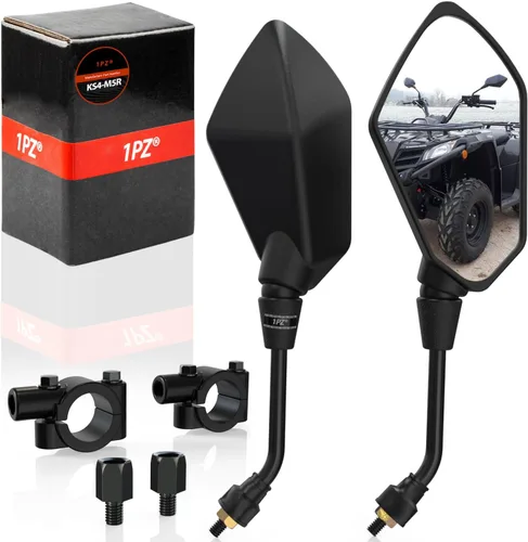 1PZ Espejos de motocicleta ATV con soporte de manillar de 7/8 pulgadas, compatible con motocicleta, scooter, ciclomotor, ATV, motos de nieve,