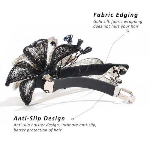 Miniatura 7 de Mistofu 3.93inch DIY alambre de cobre de metal tejido a mano diseño de alto nivel pasadores elegantes accesorios para el cabello, regalos para Negro