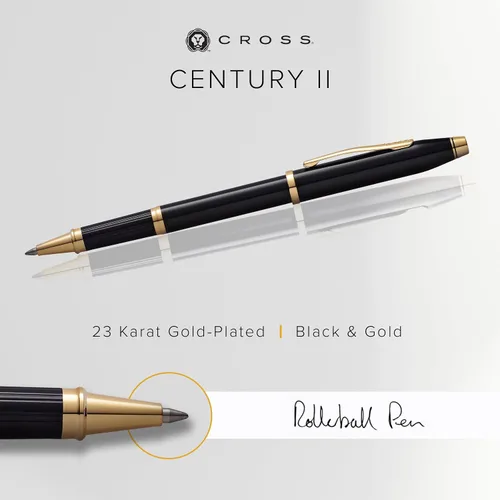 Miniatura 3 de Cross Century II - Bolígrafo de punta Selectip, lacado negro con detalles chapados en oro de 23 quilates