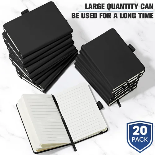 Miniatura 3 de Laumoi Paquete de 20 cuadernos de bolsillo de 3.7 x 5.7 pulgadas, tapa dura, pequeños cuadernos de bolsillo con soporte para bolígrafo, cuaderno