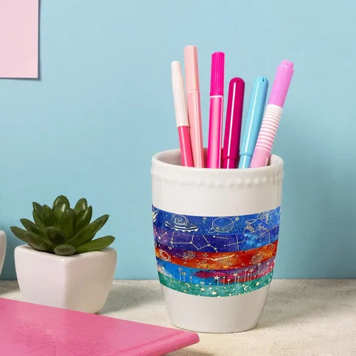 Miniatura 7 de allydrew Elegante caja de cinta washi de lámina dorada para artes y manualidades, álbumes de recortes, papelería, diario (12 rollos), galaxia