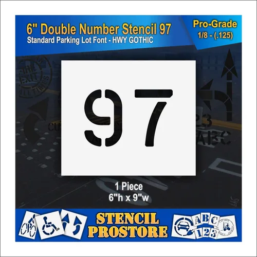 Miniatura 105 de Plantillas para pavimento, bordillo y WheelStop, plantilla de doble número de 6 pulgadas, (52) - 6 x 9 x 1/16 pulgadas (63 mil) - Resistentes