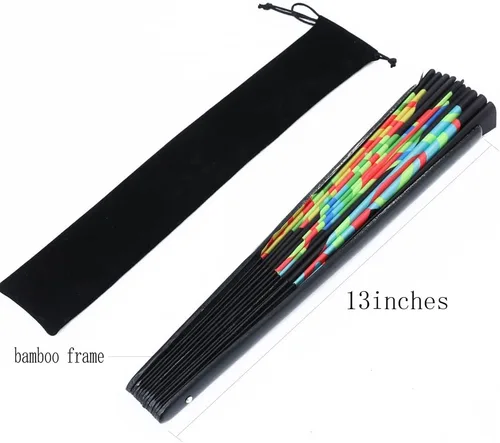 Miniatura 52 de HeyToo Ventilador de mano grande para mujeres/hombres, con brillo UV, para Drag Queen, cosplay, EDM, club, fiesta, música, festival, baile, Cuadrado